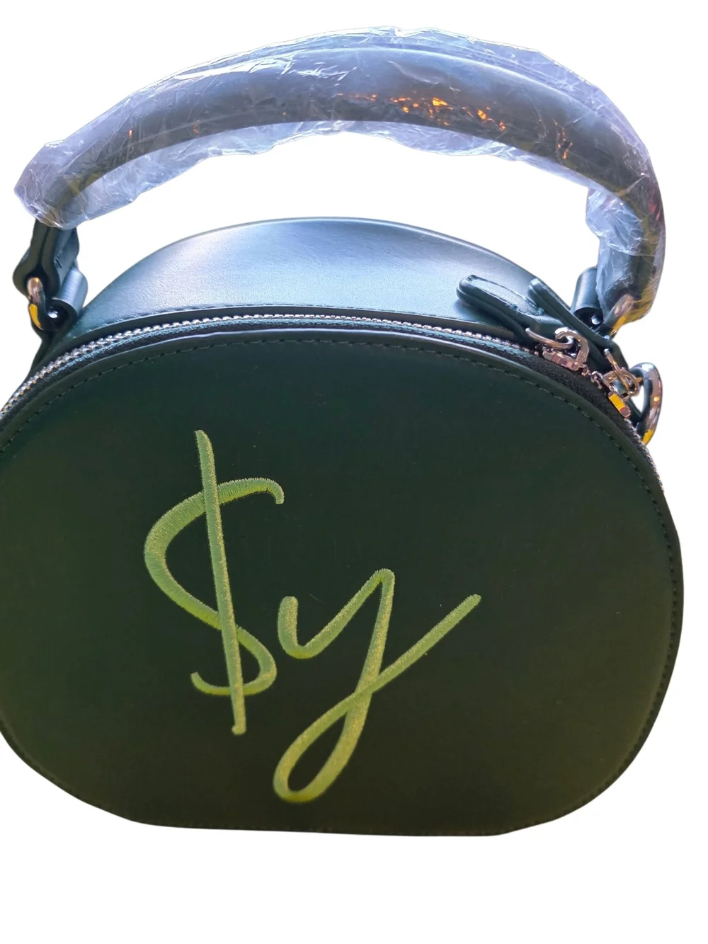 Haus of SY Signature Round Logo Bag Teal Crossbody Satchel Top Handle Purse NWOT